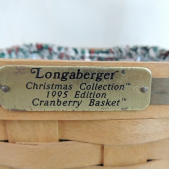 LONGABERGER 1995 CHRISTMAS BASKET WITH LINER, HANDMADE BASKET COLLECTION - Picture 3 of 5